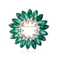 Rose Gold Open Circle Brooch Blue Green Marquise Crystals view 2