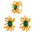 Gold Starburst Flower Ring And Stud Earrings Oval Zircon view 5