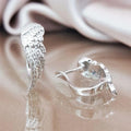 Silver Angel Wing Textured Huggie Hoop Earrings Pair view 2