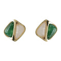 Gold Geometric Square Stud Earrings Dual Color Inlay view 5