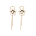 Blue Fabric Flower Earrings With Pearl And Chain Fringe view 5