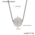 Czech Diamond Pave Sphere Pendant Wheat Chain Necklace view 6