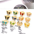 Gold Tone Crystal Butterfly Adjustable Open Rings in Twelve Colors view 1