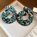 Animal Print Open Circle Fabric Drop Earrings in Three Colors view 8