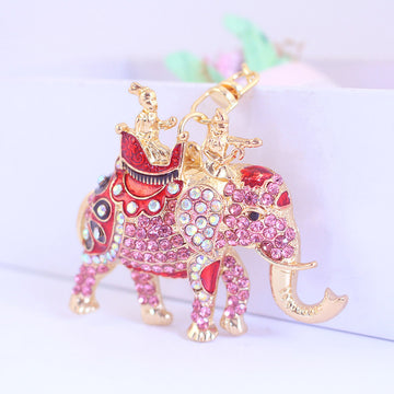 Rhinestone Elephant Keychain With Key Ring And Lobster Clasp