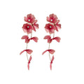 Sheer Floral Long Drop Earrings in Pink Yellow and White view 5