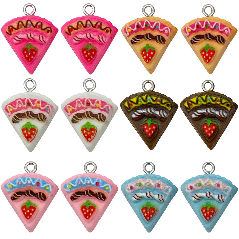Resin Strawberry Cake Charm Pendant with Eye Screw for DIY Earrings Bag Jewelry