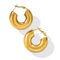Oversized Thick U Shape Geometric Gold Hoop Earrings view 5