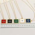 Gold Tone Textured Square Evil Eye Pendant Necklaces in Five Colors view 2