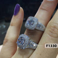 Silver Tone Crystal Halo Rings in Two Center Shapes view 6