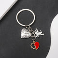 Silver Tone Heart Cupid and Red Broken Heart Keychain view 4