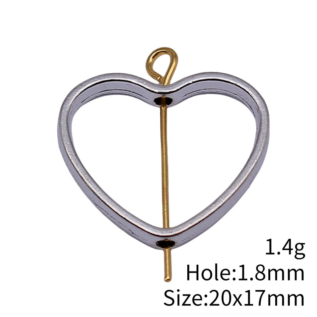 20x17mm 1.4g Multicolor Zinc Alloy Geometric Hollow Heart Frame Loose Metal Beads for Bracelet DIY