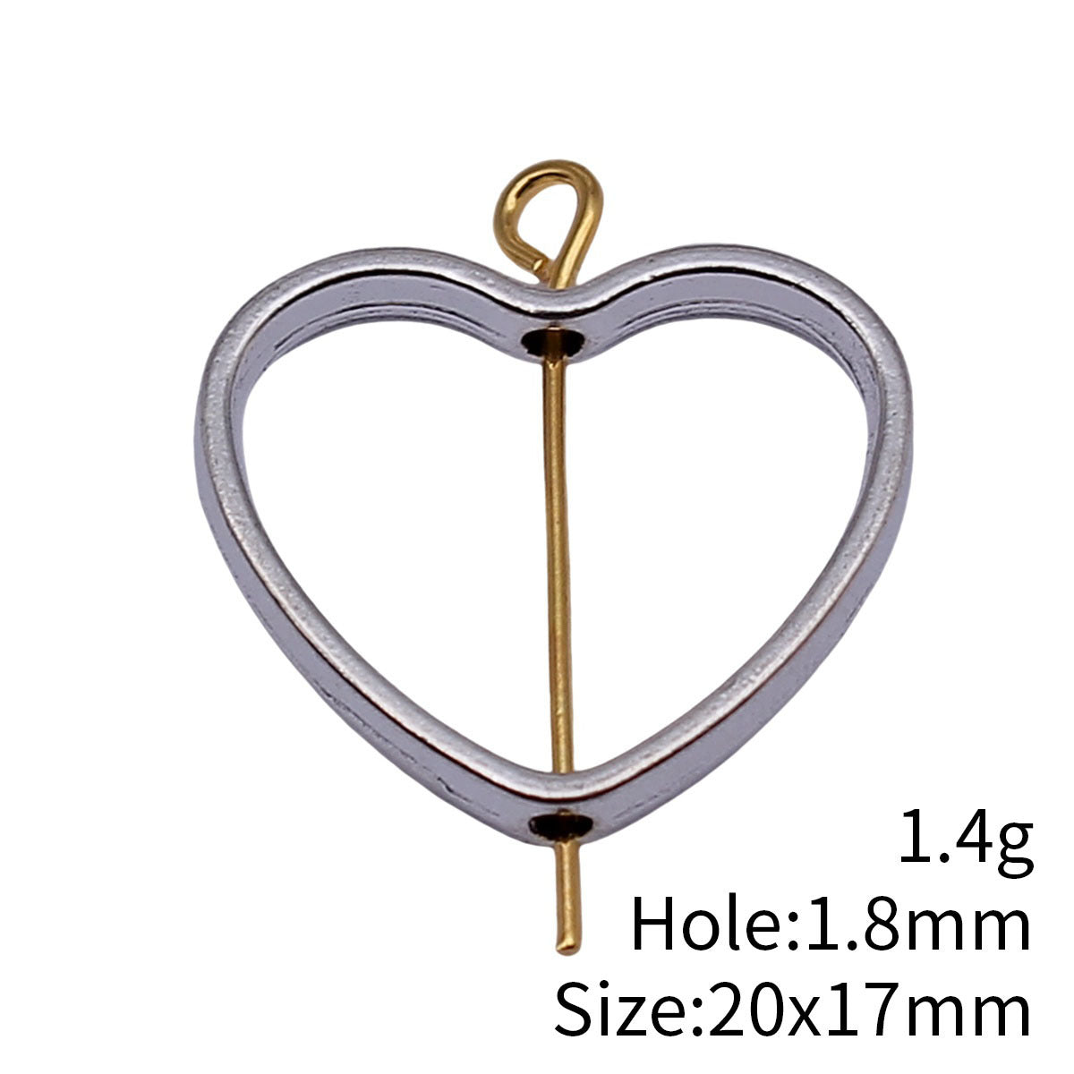 20x17mm 1.4g Multicolor Zinc Alloy Geometric Hollow Heart Frame Loose Metal Beads for Bracelet DIY