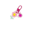 Resin Flower Keychain With Frosted Ball Bead And Colored Swivel Clasp view 5