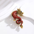 Black Gold Tone Dragon Crystal Five Designs Metal Brooch Pin view 5