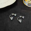 Gold Dual Wear Round Crystal Jacket Stud Earrings Set view 3