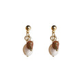 Gold-Tone Pearl Natural Stone Chip Drop Stud Earrings view 5