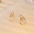 Gold and Silver Interlocking Oval Double Hoop Earrings view 2
