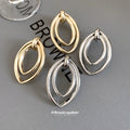 Layered Oval Openwork Drop Earrings in Gold and Silver Tone view 3