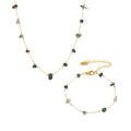 Green Crystal Chip Station Necklace Bracelet Gold Chain view 5