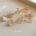 Gold Open Fashion Ring Sets Six Piece and Pearl Trio view 3