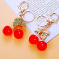 Jelly Cherry Keychains with Braided Cord Sets and Loose Heart Loops view 2