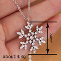 Silver Tone Clear Stone Snowflake Pendant Necklace view 4