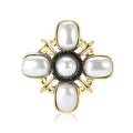 Baroque Cross Pearl Brooch Black Rhinestone Halo Metal Pin view 5