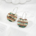 Striped Wood and Resin Geometric Hoop Earrings in Five Designs view 3