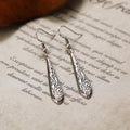 Antique Silver Tone Embossed Teardrop Dangle Earrings view 3