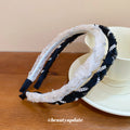 Mesh Tulle Rhinestone Twist Pearl Padded Hair Headband view 4