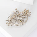 Evil Eye Branch Brooch Coffee Rhinestone Silver Tone Pin view 4