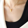 Gold Sitting Bunny Pendant Necklace on Fine Cable Chain view 4