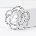 Openwork Camellia Brooch with Pearl Center for Jackets, Coats, and Scarves view 3