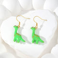 3D Enamel Dinosaur Dangle Earrings Gold Hooks 8 Styles view 3