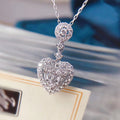 Silver Double Heart Clear Pave Pendant Necklace Alloy view 2