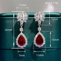 Pear-Shaped Halo Floral Cluster Long Earrings In Four Colors view 4