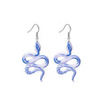 Colorful Patterned Coiled Cobra Novelty Long Hook Earrings view 5