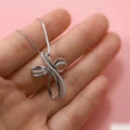 White Gold Twisted Mobius Pendant Necklace Clear Pave view 2