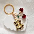 Gold Tone Cherry-Drop Bubble Letter Keychains from A to Z view 5