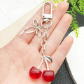 Bow and Cherry Enamel Clasp Keychains in 4 Bright Colors view 3