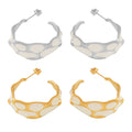 Irregular Hoop Earrings White Oil Drip Gold Silver Titanium view 5