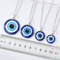 Round Blue Evil Eye Pendant Necklaces in Gold and Silver Tone Sizes view 4