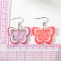 Silver Tone Layered Acrylic Butterfly Hook Earrings view 4