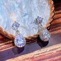 Teardrop Halo Dangle Earrings In Five Stone Colors view 3