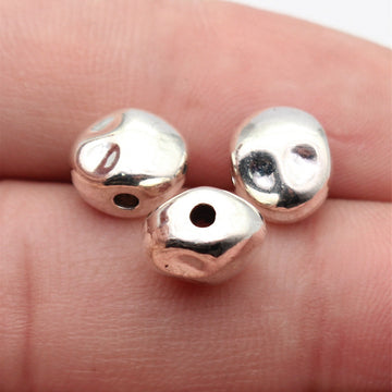 Antique Silver Hammered Irregular Metal Spacer Bead