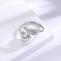 Engraved Angel Wing And Baby Feet Open Ring In Silver Tone view 3
