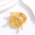 Gold Tone Leaf Metal Brooch Pin for Jackets and Lapels view 3