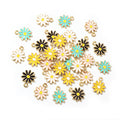 Colorful Enamel Daisy Charms with Gold Tone Metal Edges view 3