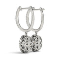 Pavé Round Drop Huggie Hoop Earrings in Silver Tone view 4